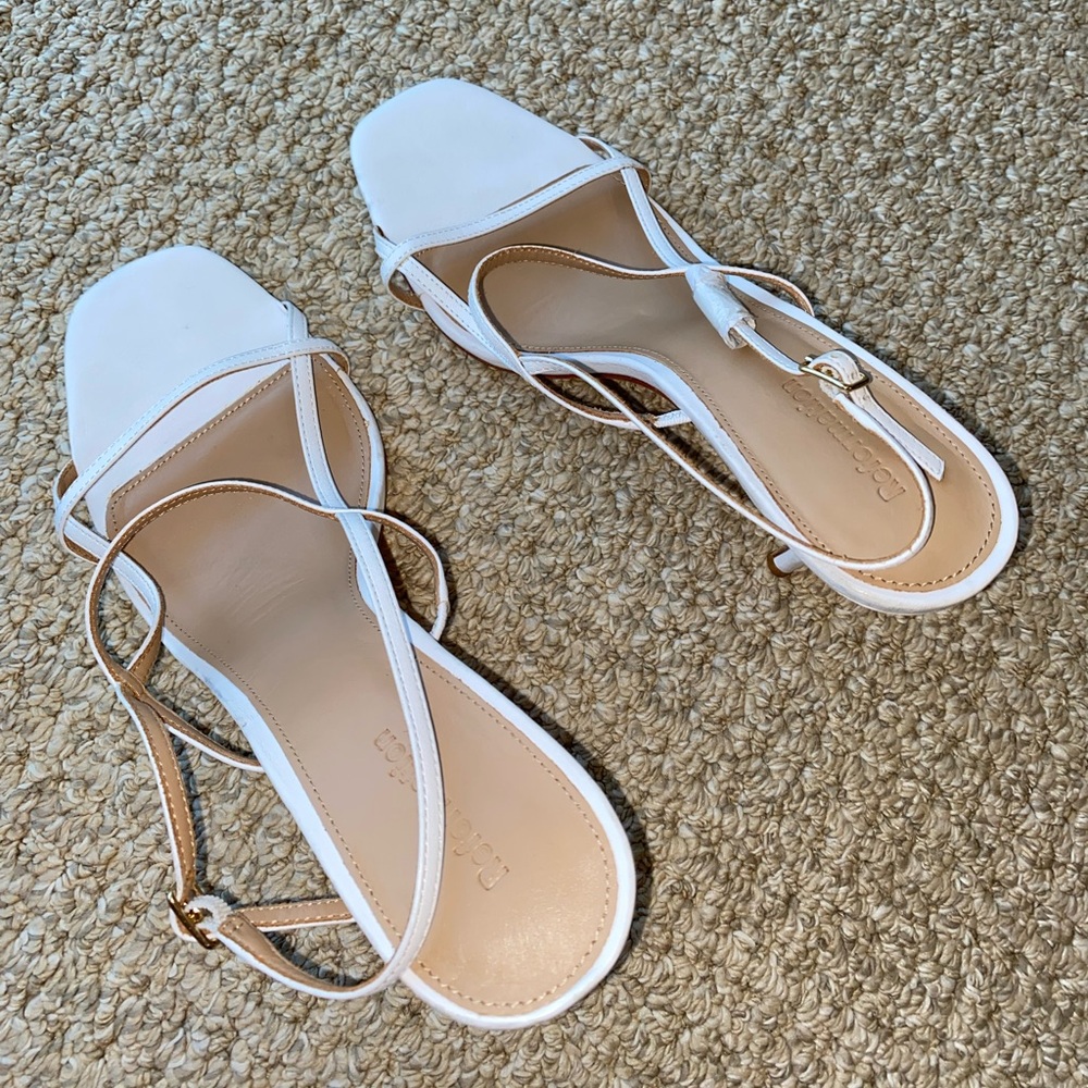 Reformation Isabelle Heeled White Sandals
